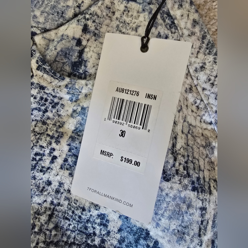 7 For All Mankind New Womens Size 30 Blue Snake Skin The Skinny Ankle - Picture 6 of 11
